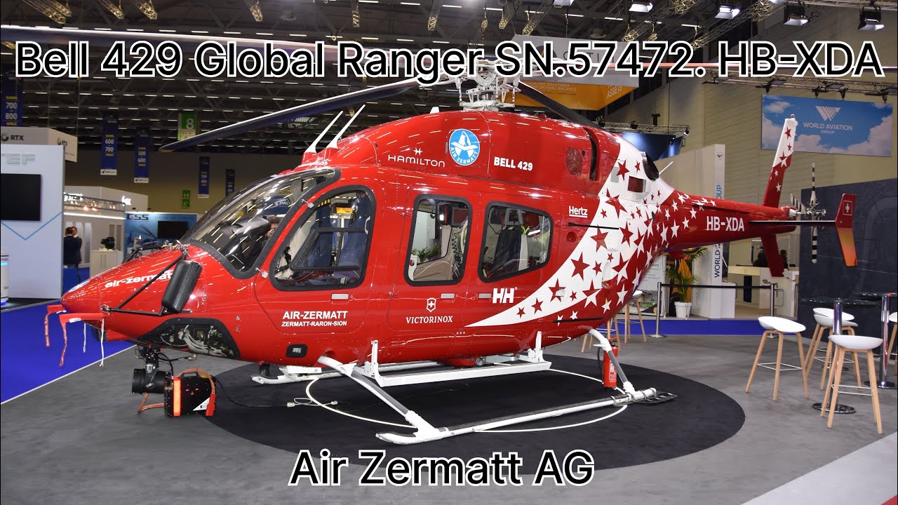Bell 429 Global Ranger SN.57472 HB-XDA walk around - inside out in flight European Rotors 2025