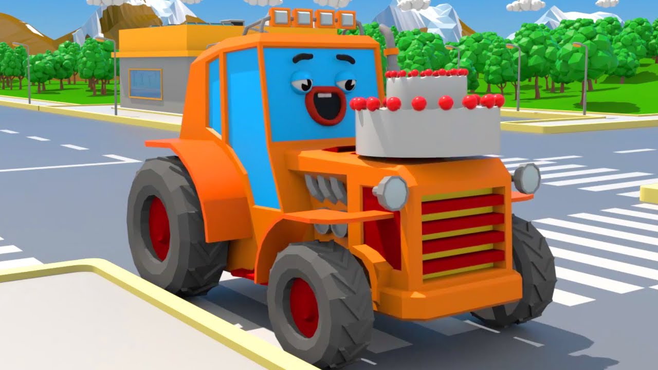 Tractor Chases A Racing Car At High Speed - Cars Town - Cartoons for Kids