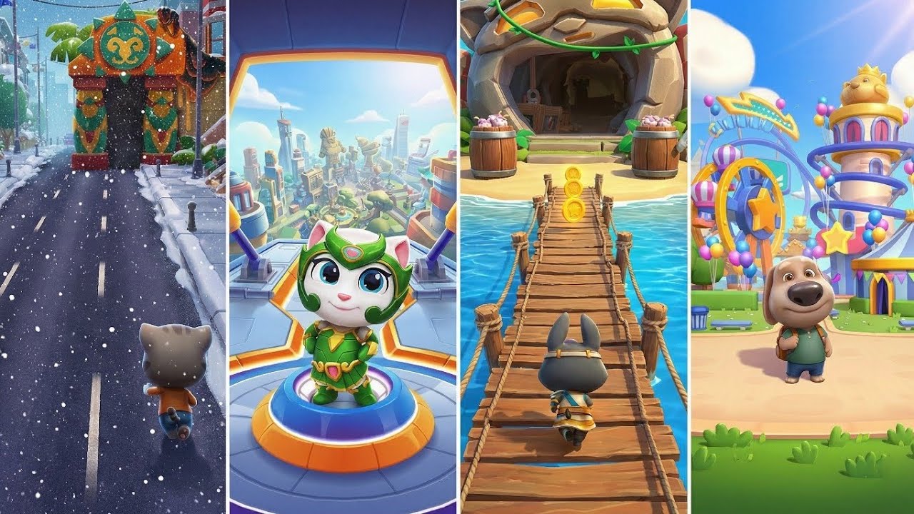 Talking Tom Gold Run Vs Talking Tom Blast Park Vs Talking Tom Hero Dash Vs Talking Tom Time Rush