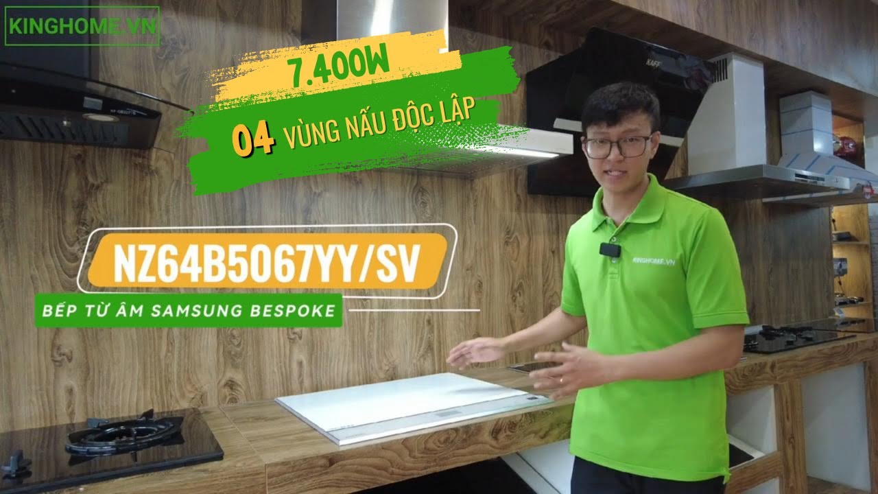 SamSung Bespoke NZ64B5067YY/SV: Bếp Từ 4 Vùng Nấu Linh Hoạt công suất 7400W, Thiết kế sang trọng