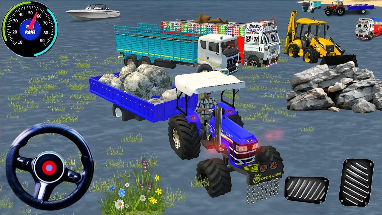 Load Bori into a JCB Tractor Trolley challenge Dumper Truck and Lorry Truck Loading Bori in Game🔥