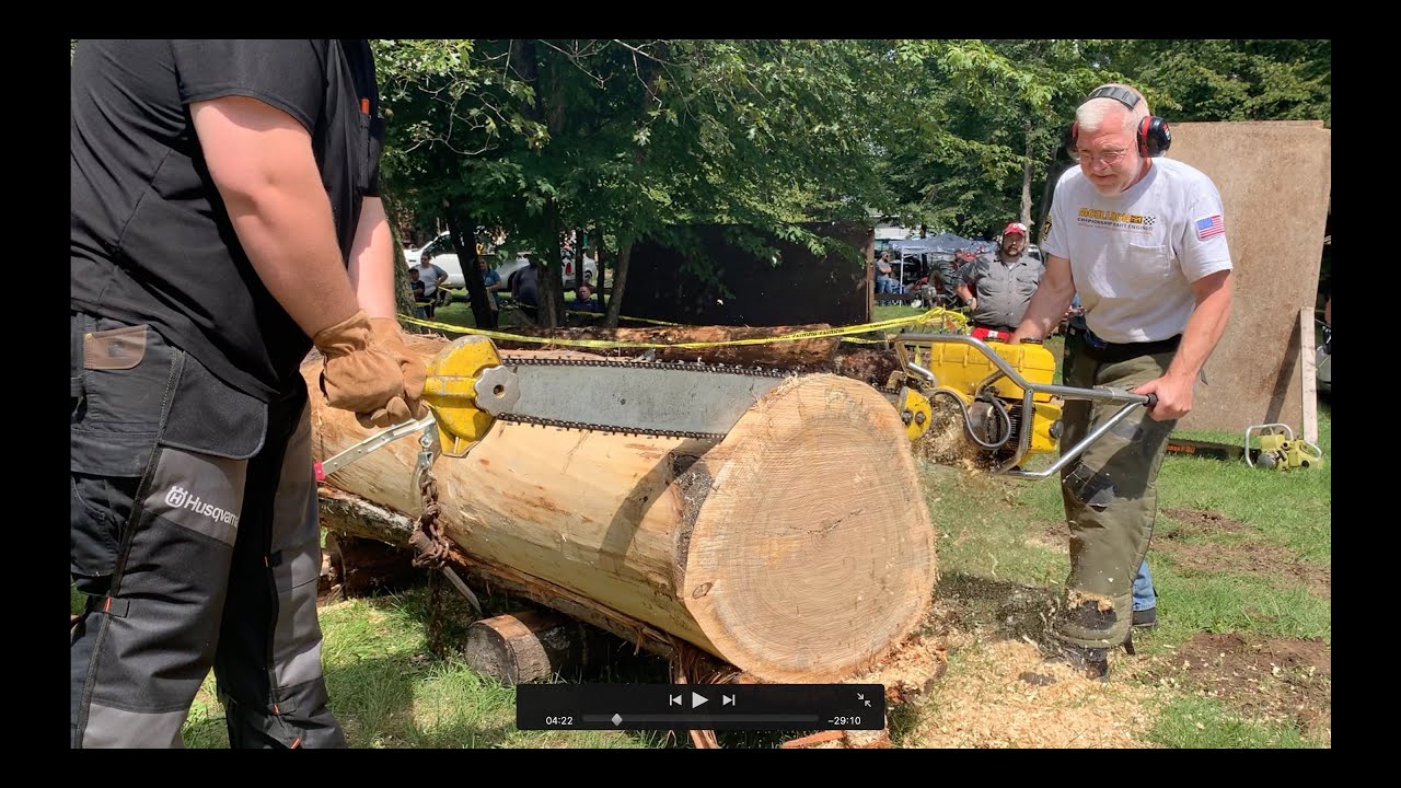 Antique and Vintage chainsaw demonstration, including vintage hot saws