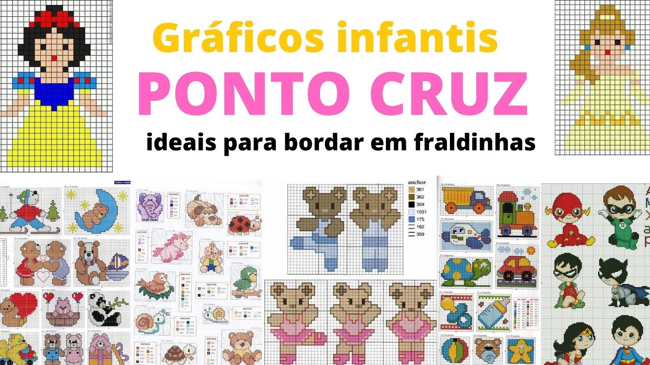 Gráficos de PONTO CRUZ  para fraldinhas de bebe