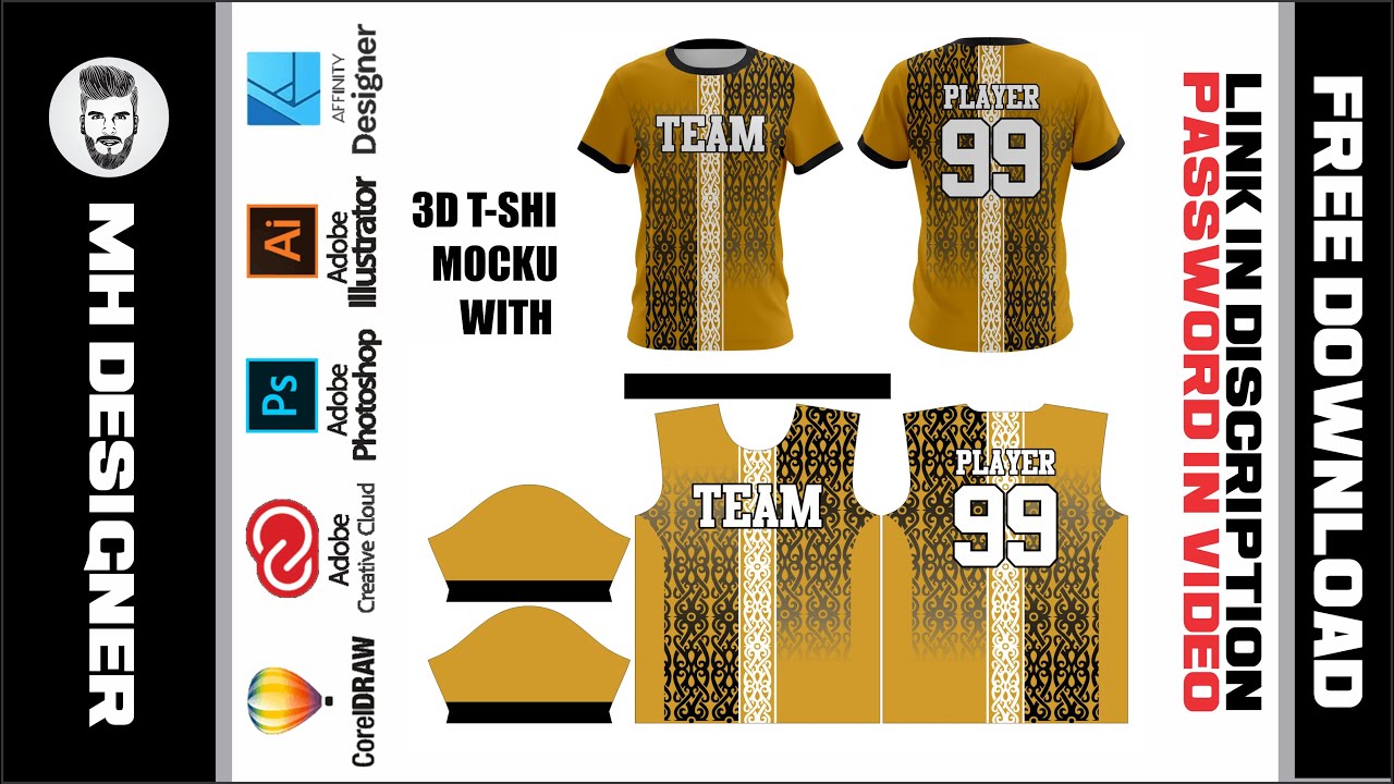 Sublimation Vector Designs | 3D T-Shirt 32 | With Pattern Fitting | Free Download Now