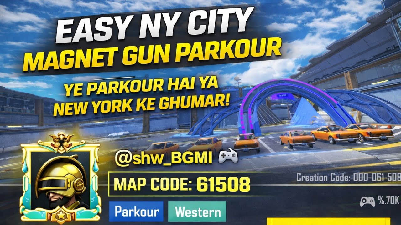 👉EASY NY CITY MAGNET GUN PARKOUR 🔥#wowmode CODE :61508💯#bgmi#gaming#parkour#shortsvideo🔔💬👍#pubg 
