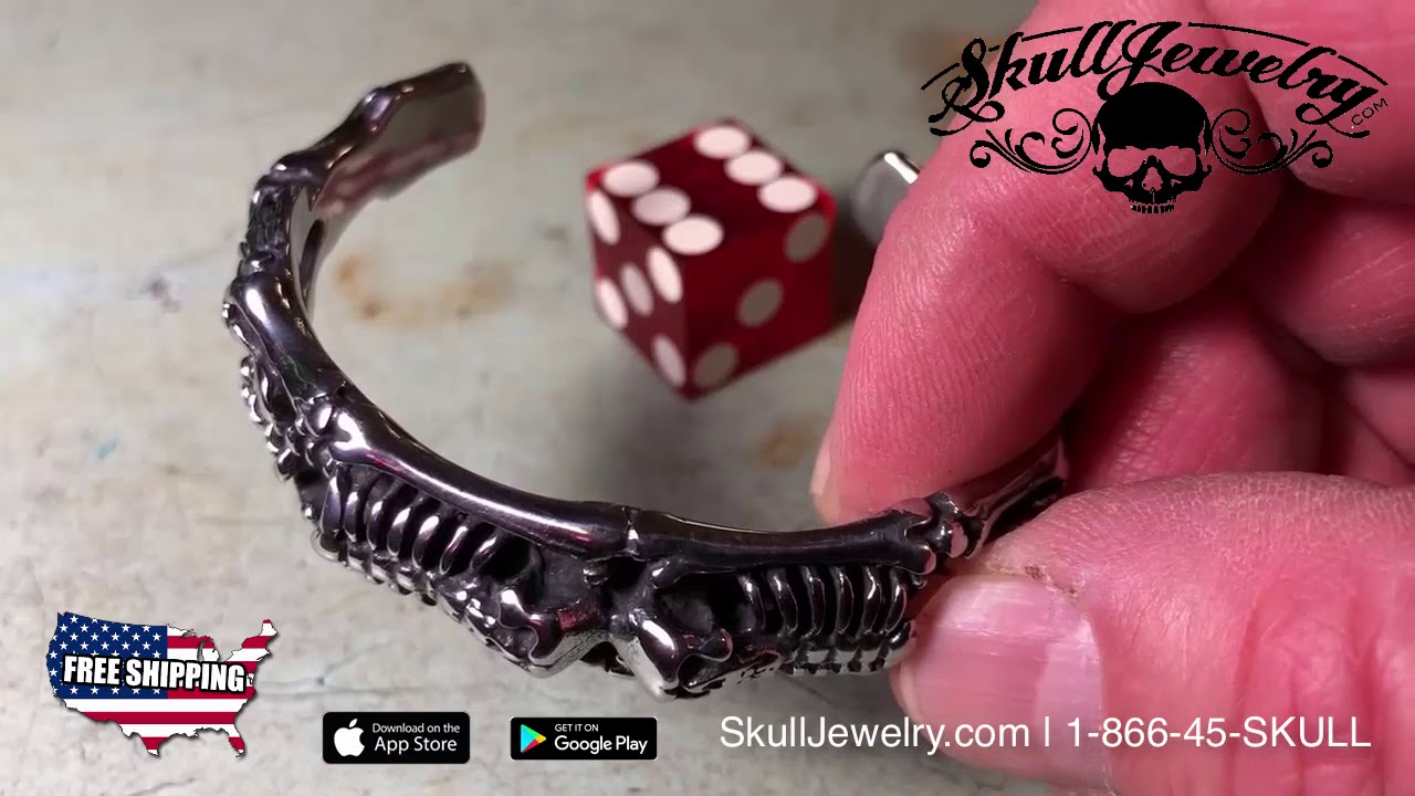 Double Vision Skull and Skeleton Bangle Bracelet