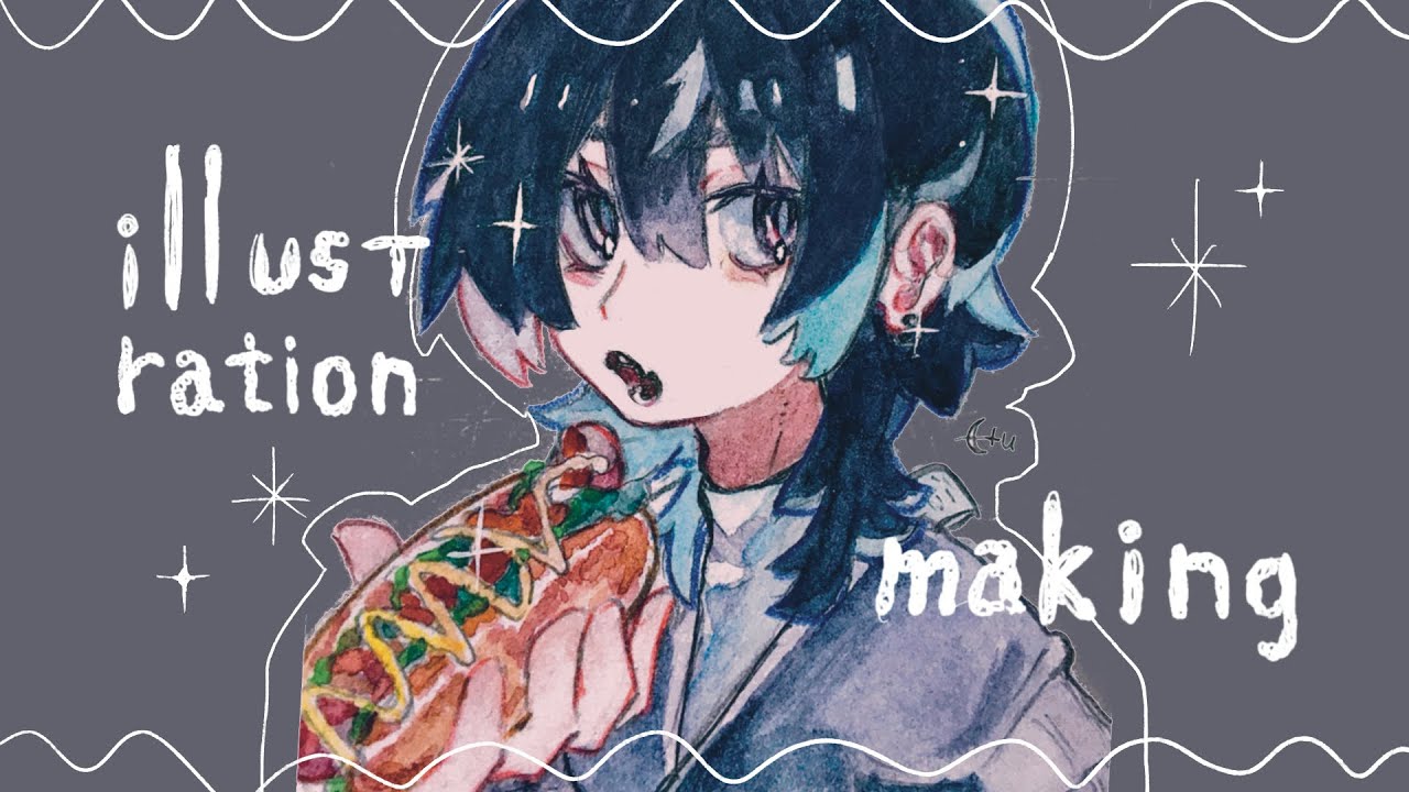 Hot dog‼︎ 🌭/透明水彩アナログイラストメイキング
