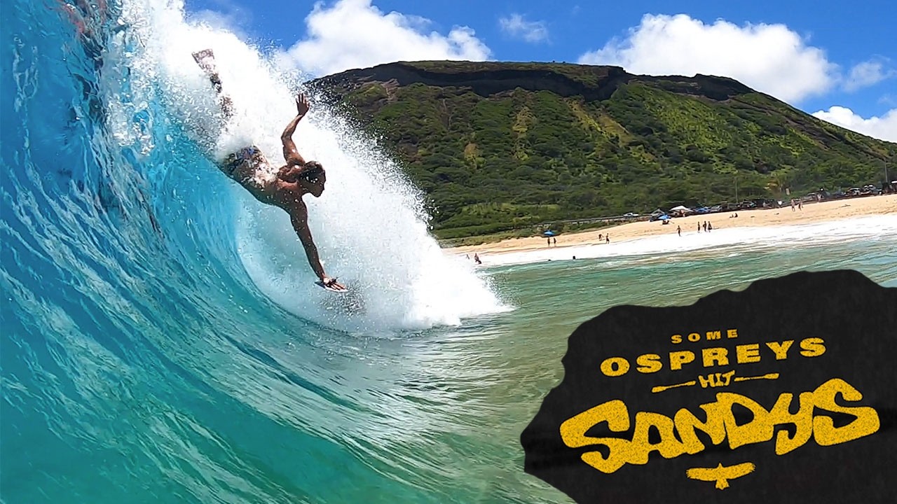 BODYSURFING SANDYS! SOME OSPREYS HIT SANDYS - Mad Team Shorebreak Session Hawaii