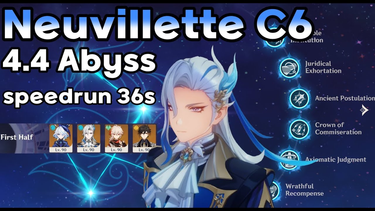 Neuvillette C6 4.4 Spiral Abyss speedrun 36s
