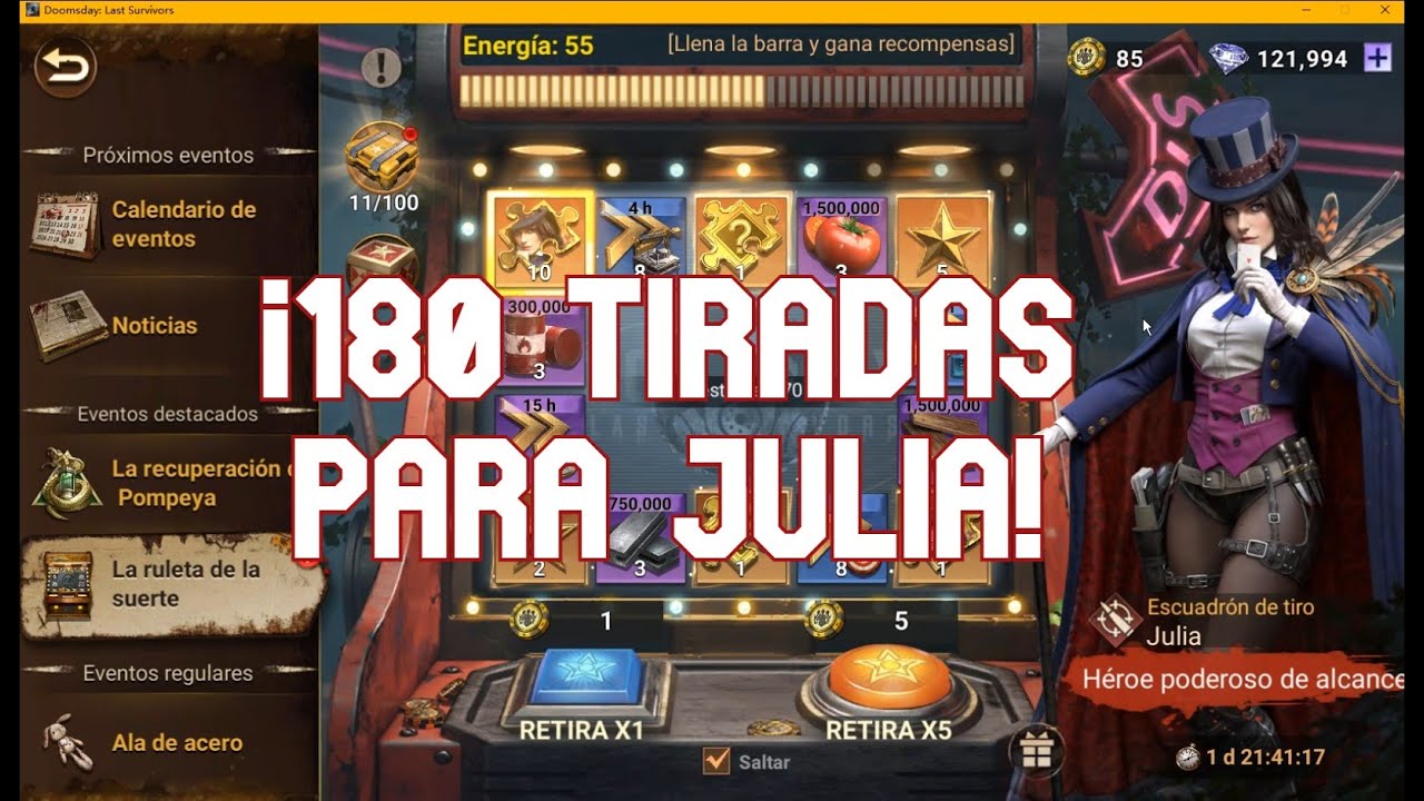 ¿Cuántos fragmentos se obtienen con 180 tiradas en la ruleta? - Doomsday Last Survivors Español