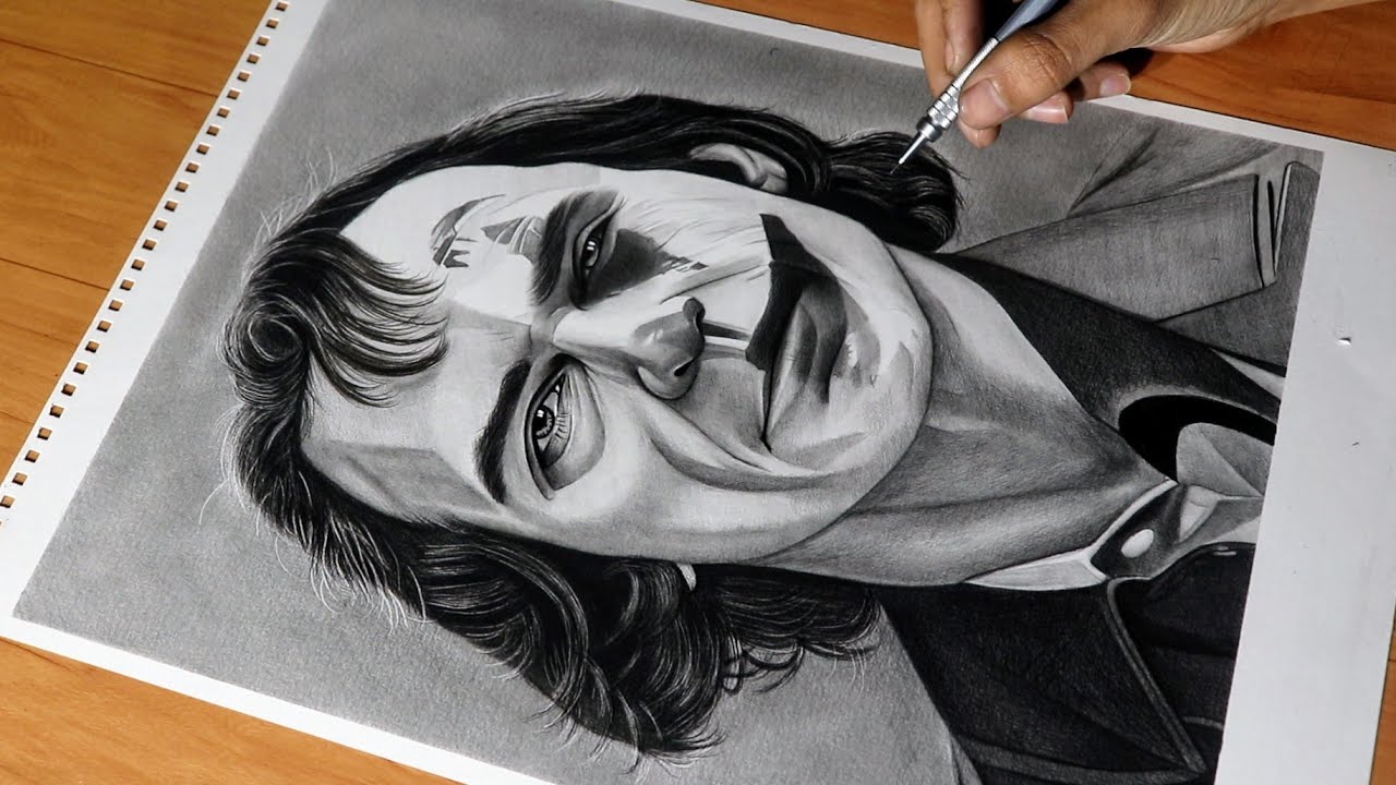 Drawing JOKER with Pencils - Joaquin Phoenix