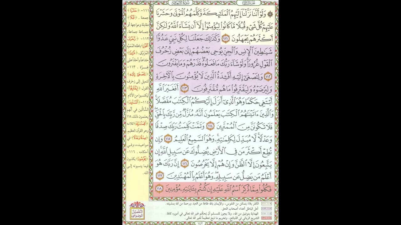 تحفيظ القران - سورة الأنعام صفحة 142 - مكررة 5 مرات - بصوت الشيخ الحصري