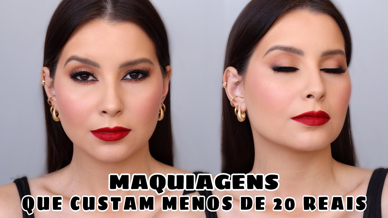 FIZ uma maquiagem COMPLETA só USANDO produtos que custam * MENOS * de * 20 REAIS *