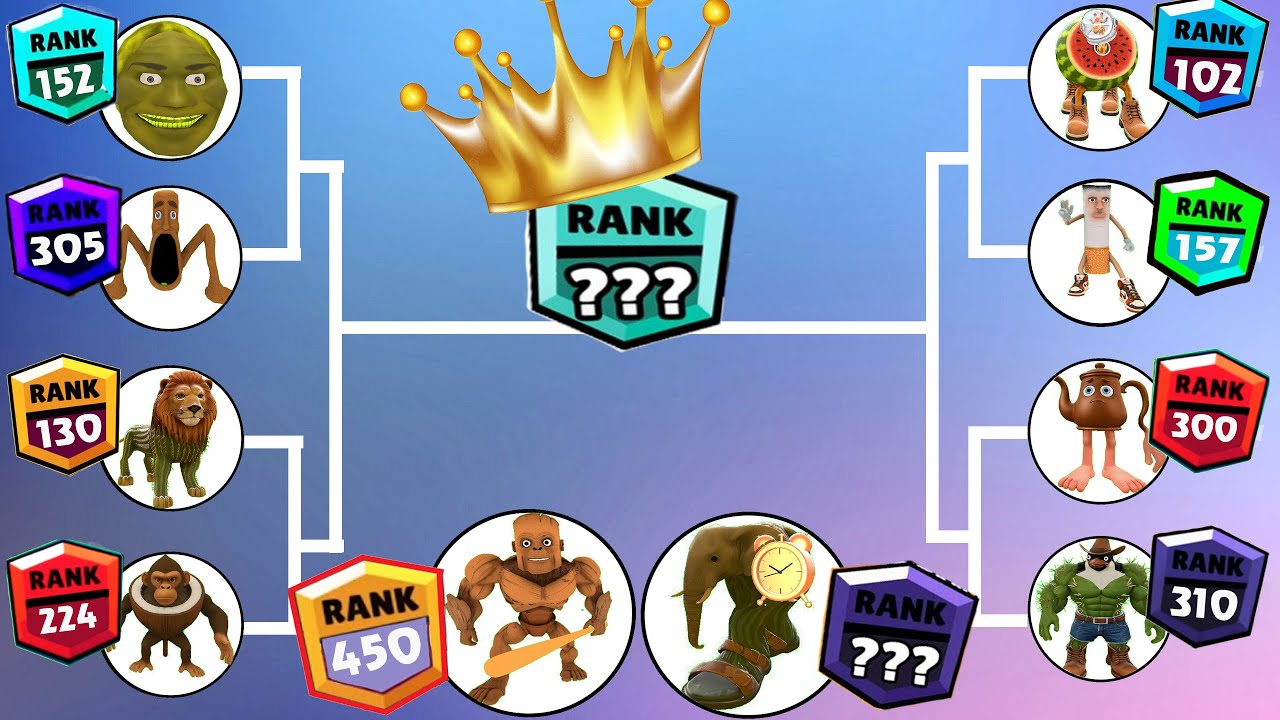 Brainrot animals tournament brawl stars rank up Team Tung Tung Tung Sahur vs Team Lirilì Larilà