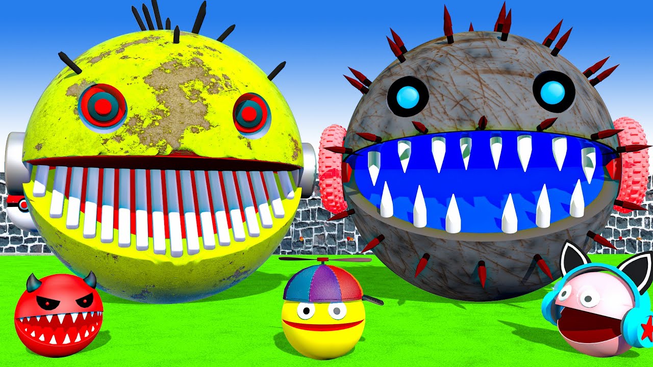 MS PACMAN & NEW RED PACMAN VS TWO YELLOW MONSTER PACMAN FIGHTING IN POKEMON #2026