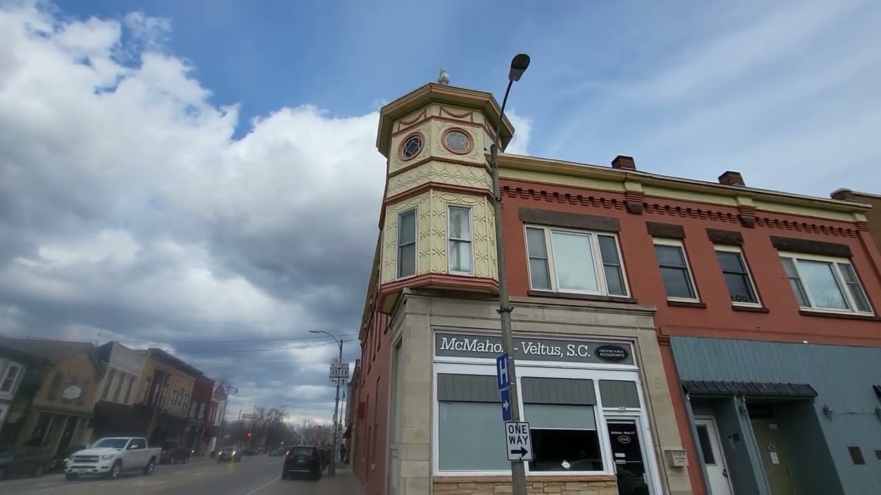 Very Windy Walk Through Downtown Burlington Wisconsin