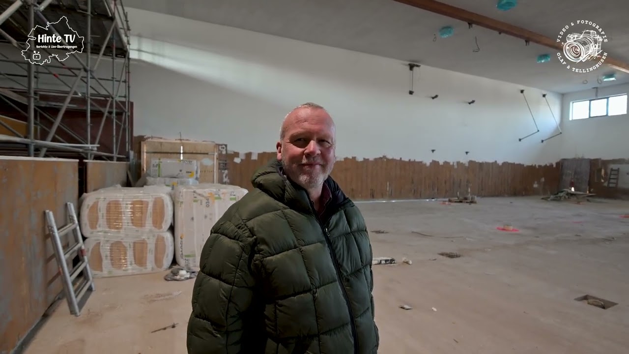 Baustellenbesichtigung der 3-fach-Turnhalle: Hinte TV trifft Bürgermeister Uwe Redenius. 26.02.2026