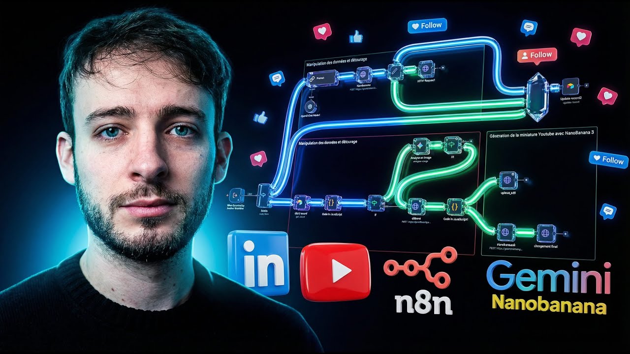 Créer des posts LinkedIn viraux et des miniatures Youtube en automatique avec N8N (système complet)