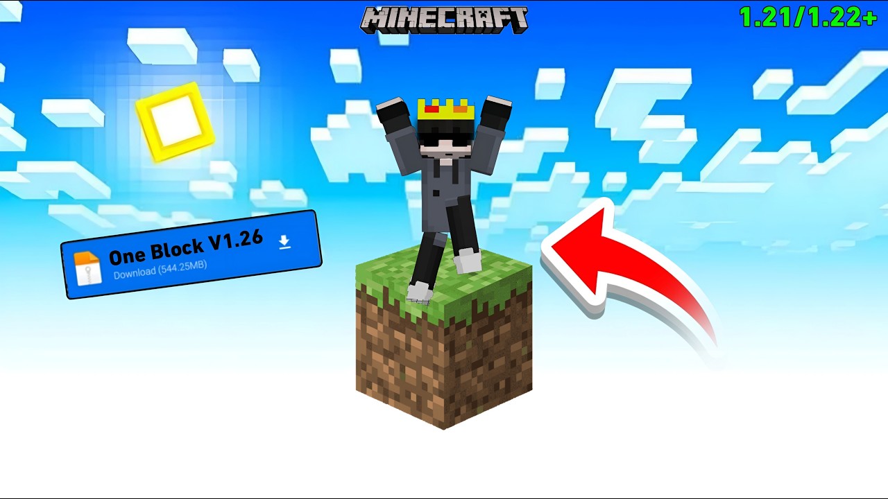 How to Download One Block Map for MCPE 1.22+ | Minecraft One Block Survival Map (100% Working) 😍