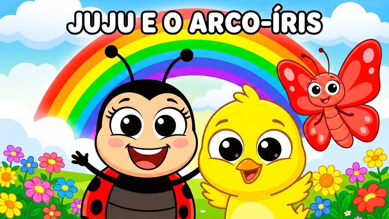 APRENDER AS CORES COM JUJU - Desenho Educativo Infantil do Arco-Íris!