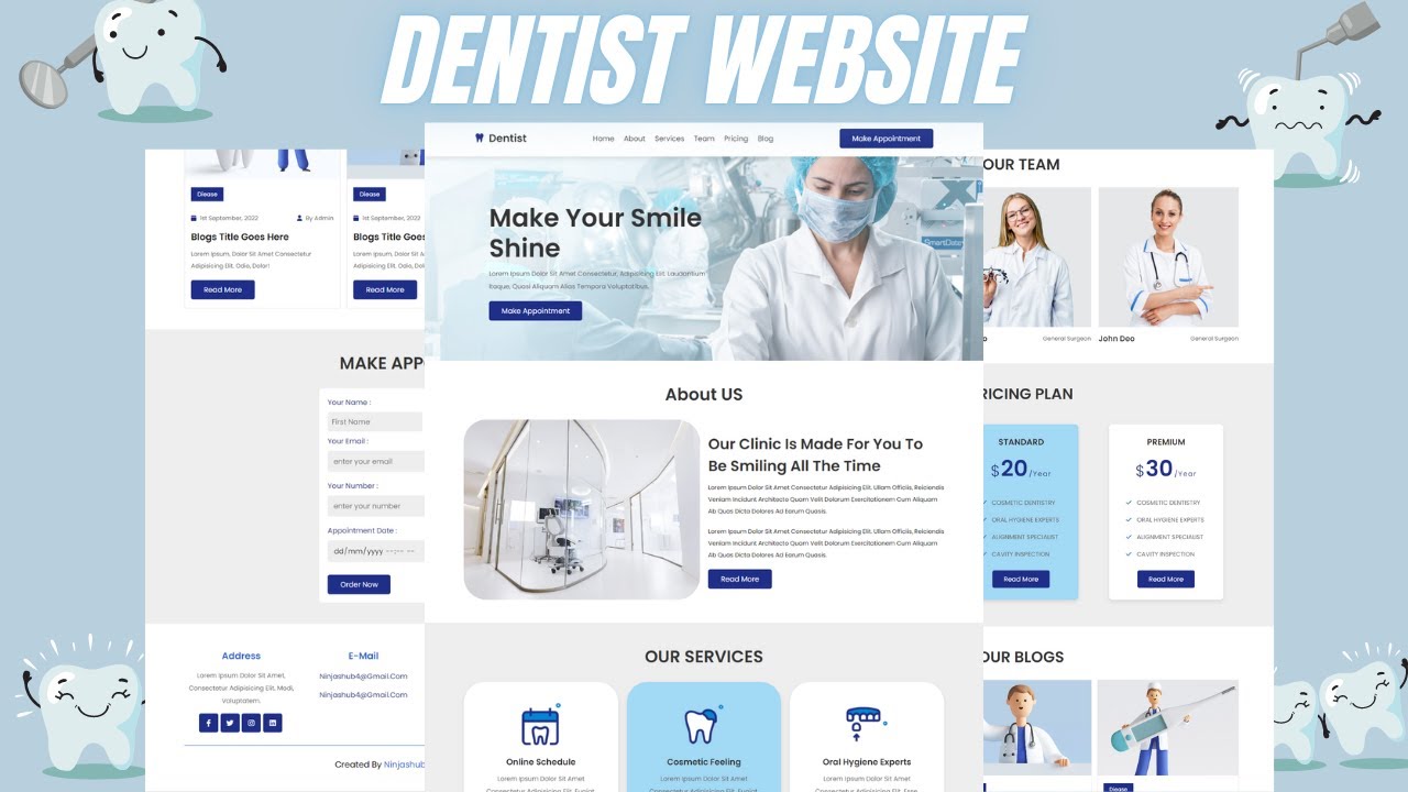 Responsive Dentist Website Design Using HTML - CSS - JAVASCRIPT