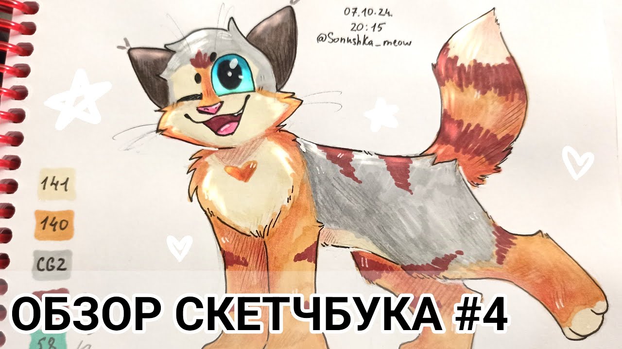 ОБЗОР СКЕТЧБУКА#4 /Коты-воители/трейды/мои персонажи/