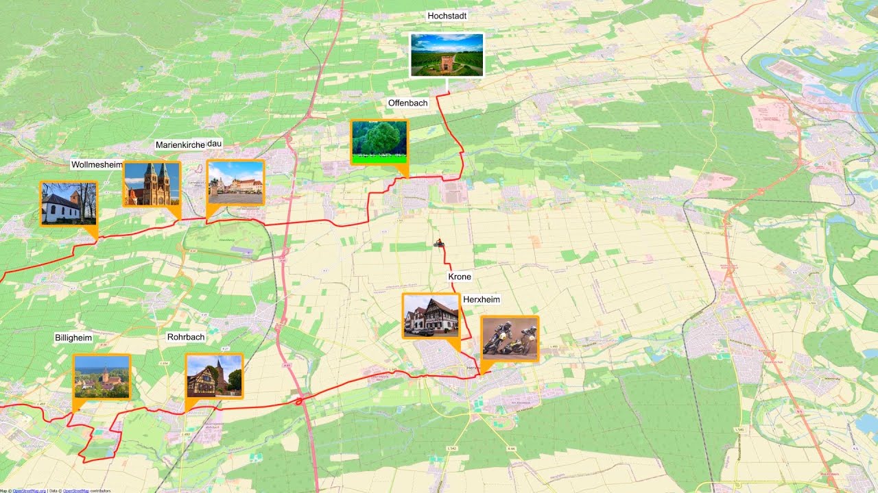 Radtour in der Südpfalz mit Video Pro X16 erstellt, Routenanimation, Text to Speech.