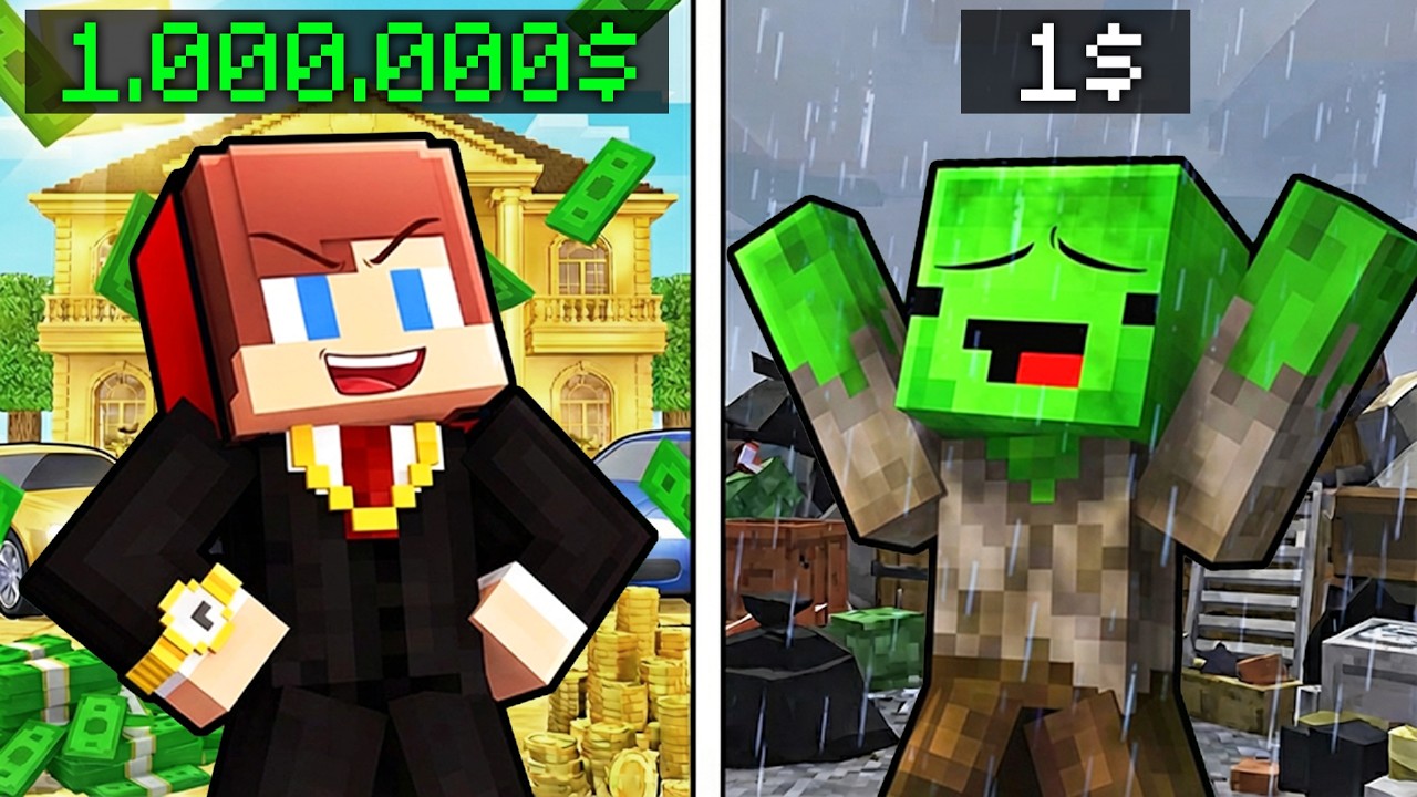JJ and Mikey: Who Will Become Millionaire First Battle in Minecraft - Maizen