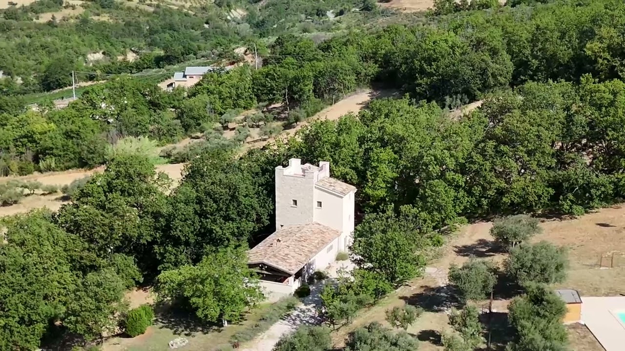 Unique rustic villa with tower, pool and olive grove for sale near Pietranico, Abruzzo