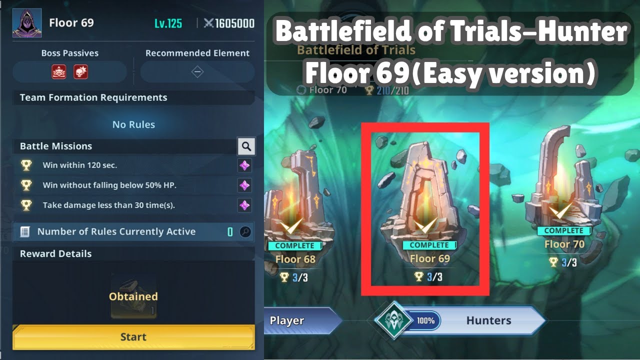 Battlefield of Trials - Hunter | Floor 69 | Solo Leveling: ARISE