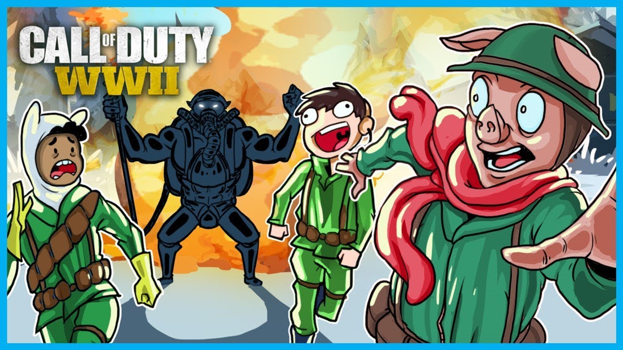 Call of Duty: WWII Zombies Funny Moments! - Boss Zombie, Easter Egg Fail, and BBQ Chicken Men!