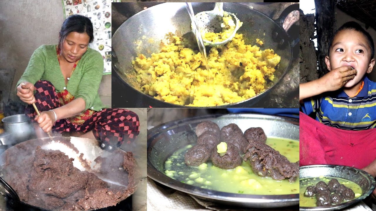 Nepali natinal food Dhido & Potato  Dal curry || Organic food and Rural Nepal ||