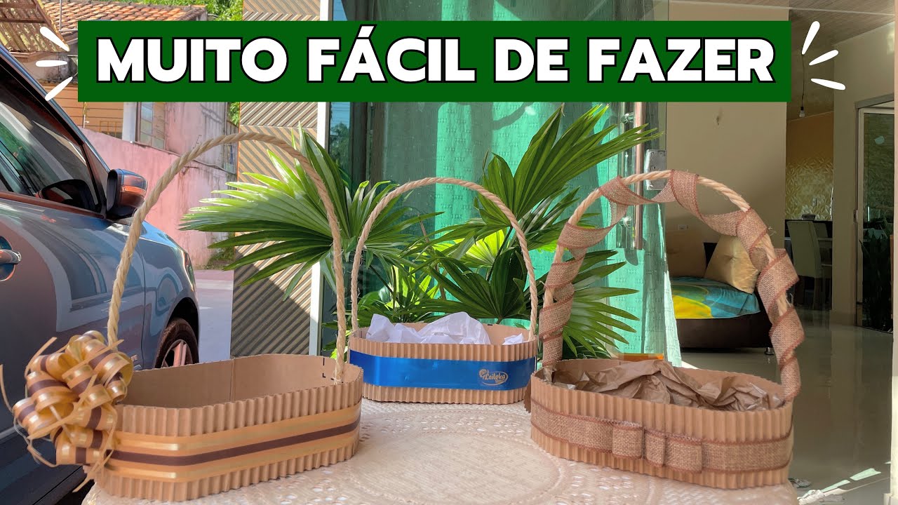 Como fazer uma linda cesta de papelão 😍
