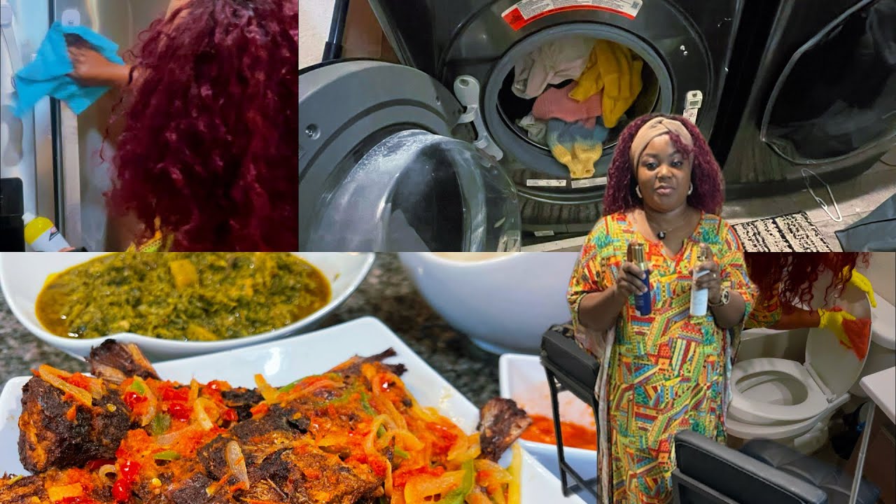 Marathon nettoyage/repas poisson et feulle de manioc pate d’arachide #motivation #cooking #fyp 