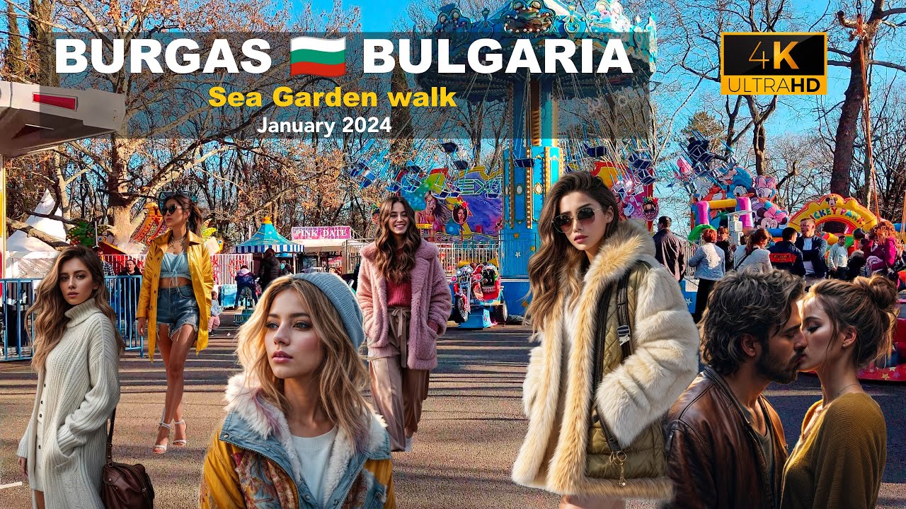 Walking Sea garden 🎡 BURGAS 🇧🇬 Bulgaria ☀️ January 2024-4k