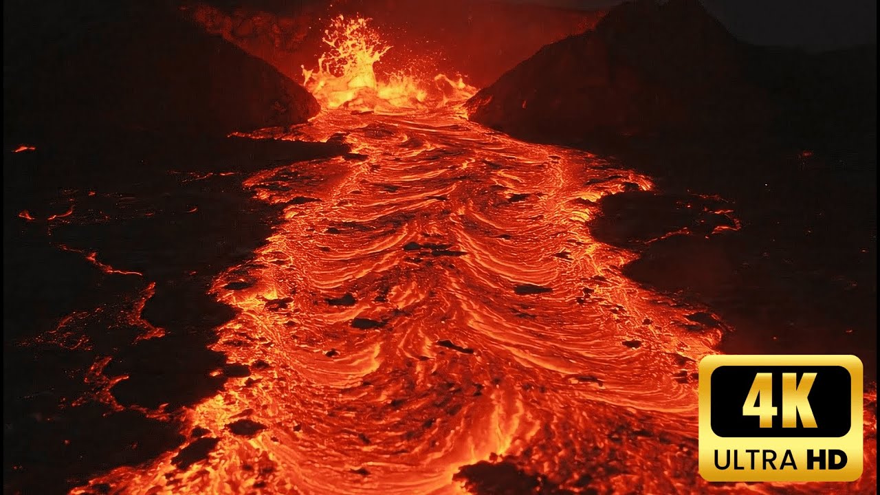 Relaxing Lava Flow – 1 Hour Calm Molten Glow | 4K Ambient