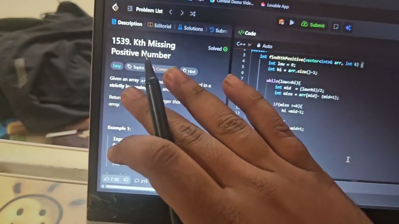 Solving dsa 1539 kth missing positive number 