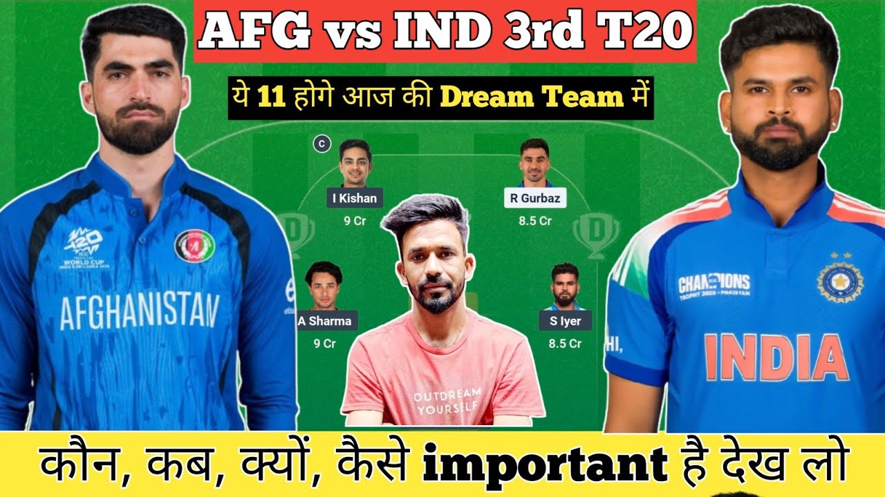 IND vs AFG 3rd T20 Dream11 Prediction | India vs Afghanistan T20 | IND vs AFG Today Match Prediction