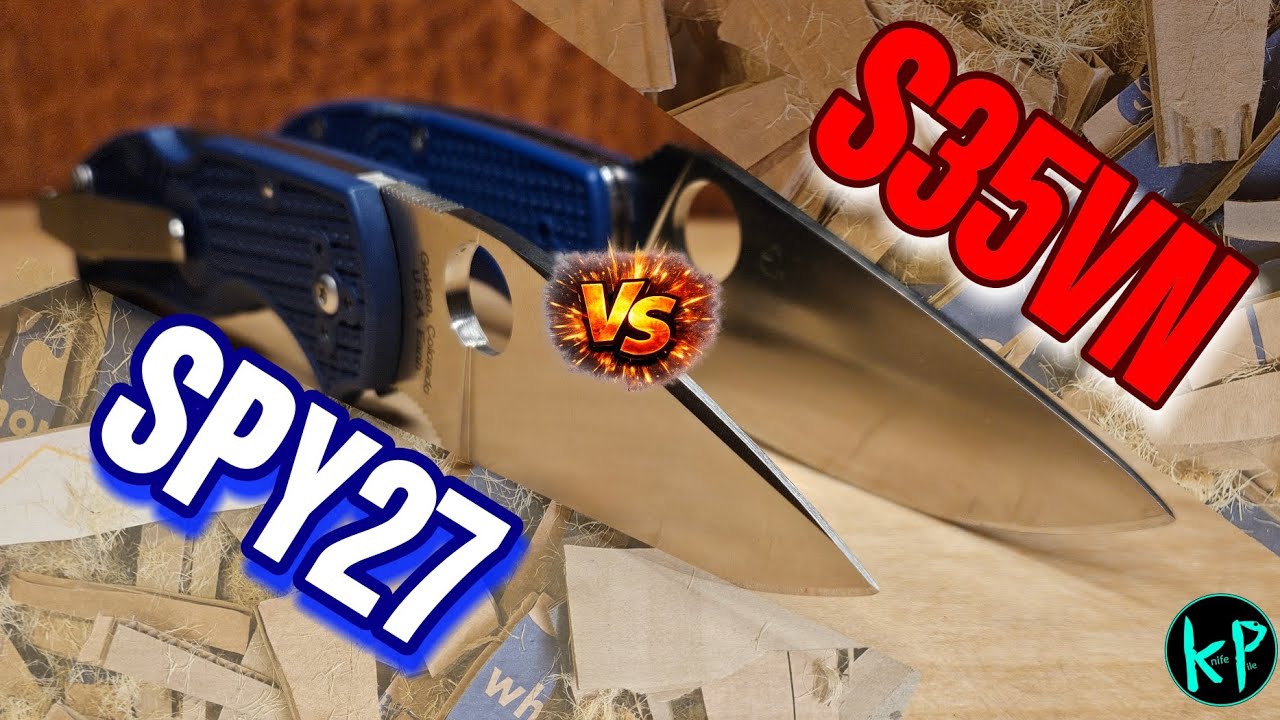 Comparing Spyderco SPY27 Steel vs S35VN in edge retention.