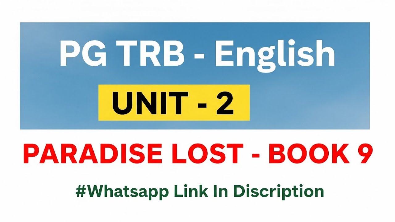 paradise lost book 9 #pgtrbenglish #ugtrbenglish  #paradiselost #mcqs