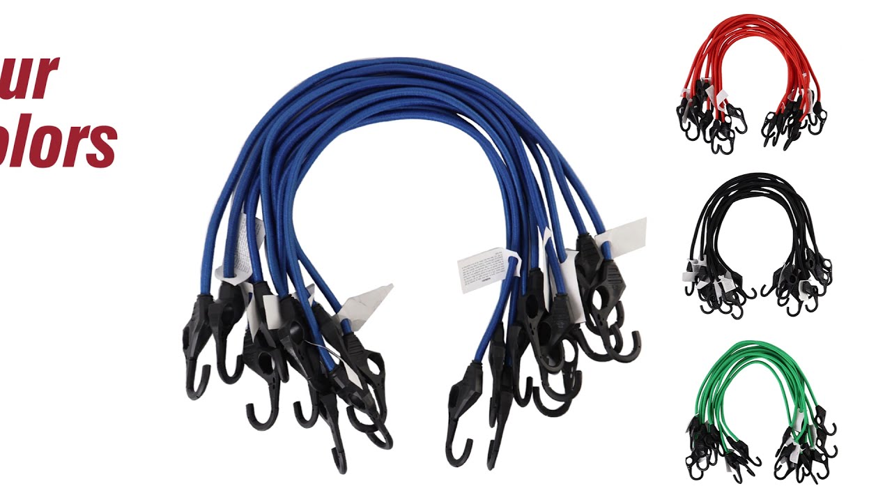 XSTRAP Heavy Duty Bungee Cords 10PK 32-Inch Finger-Hole Black