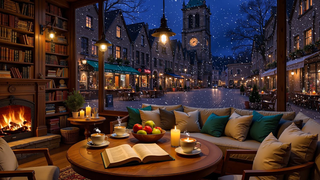 Winter Jazz Coffee House ❄️ Soft Smooth Jazz & Fireplace Ambience for Calm Nights