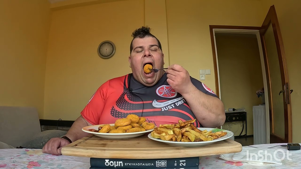 Crispy Greek Chicken Nuggets & Fries Mukbang