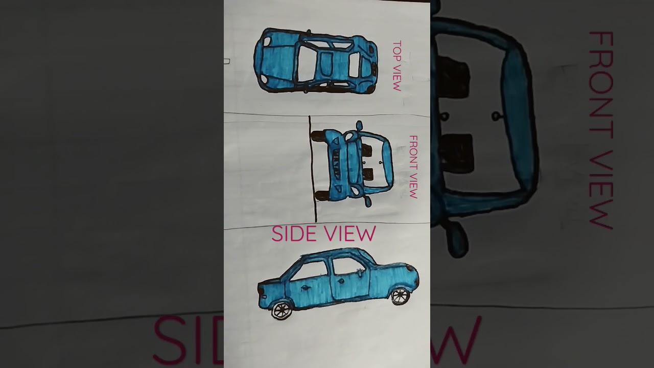 top view side view front view car