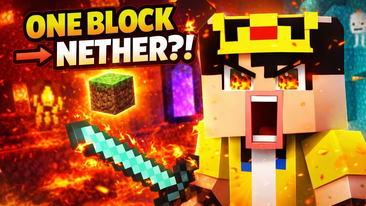 “I Survived the NETHER on ONE BLOCK?! 😱
