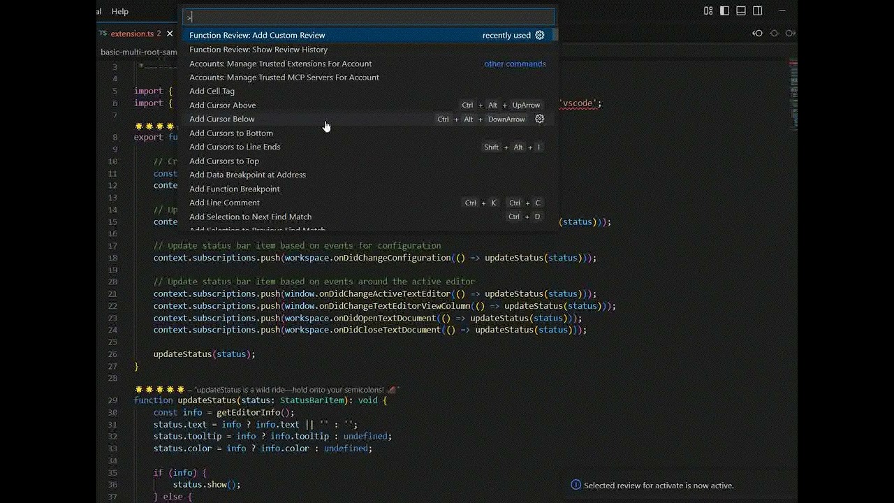 LGTM (Looks Good To Me) VS code extension - Yelp Style Function Reviewer