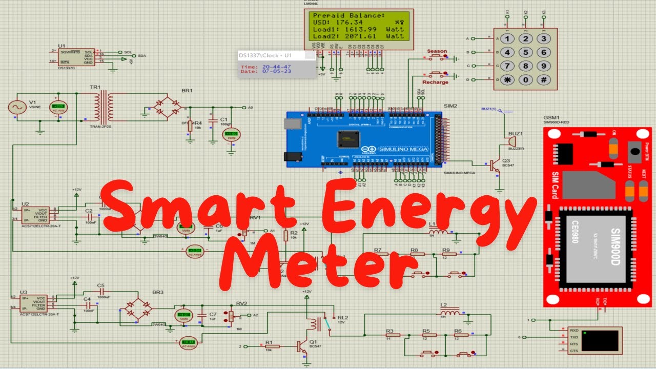 Smart Energy meter using Arduino on Proteus