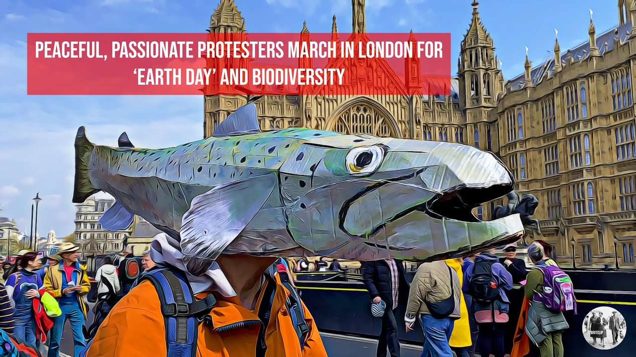 Peaceful activists march in London for Earth Day and Biodiversity - Day 2 of 'The Big One'