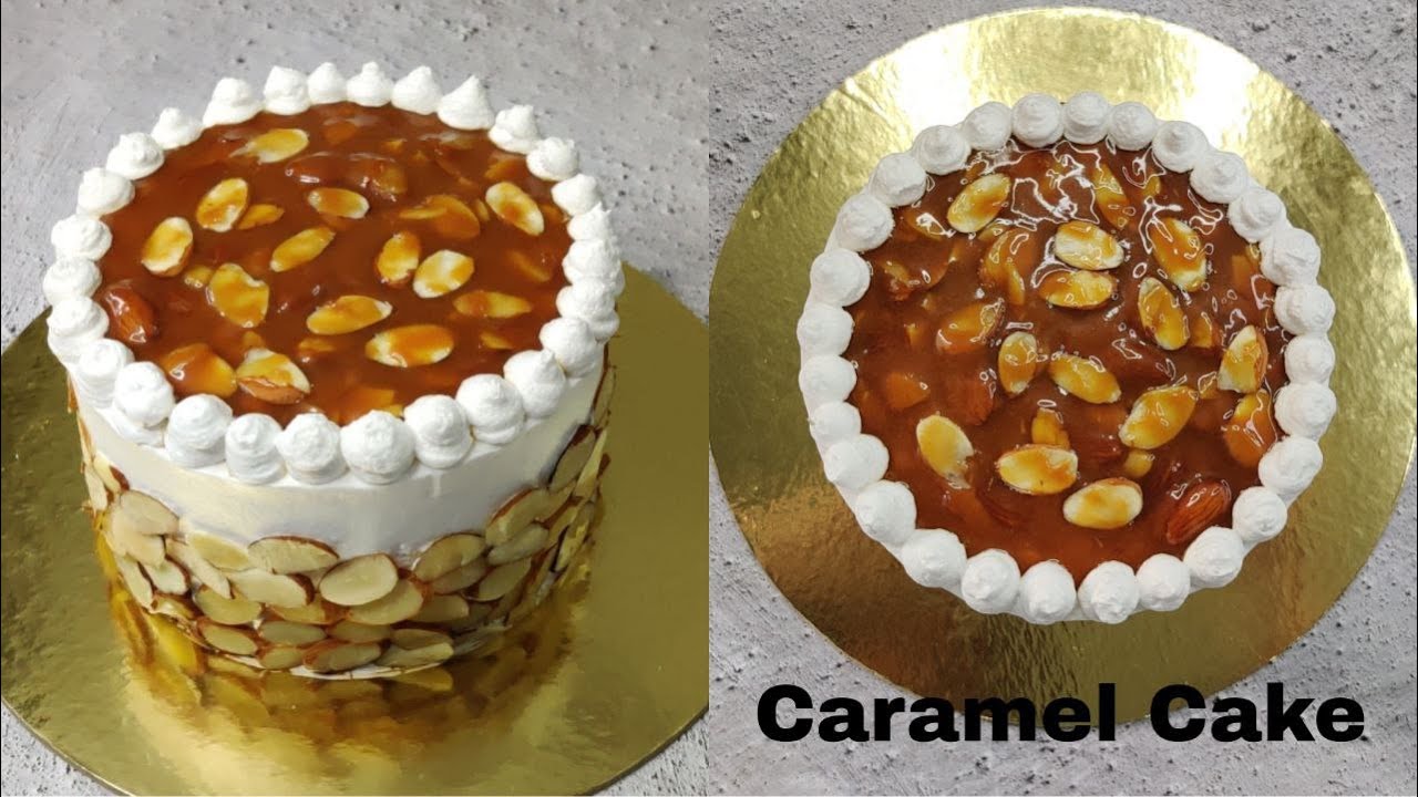 Caramal Almond Cake | Caramel Vanilla Cake Recipe |  No Milkmaid, No egg, No Curd | The Veggie Rasoi