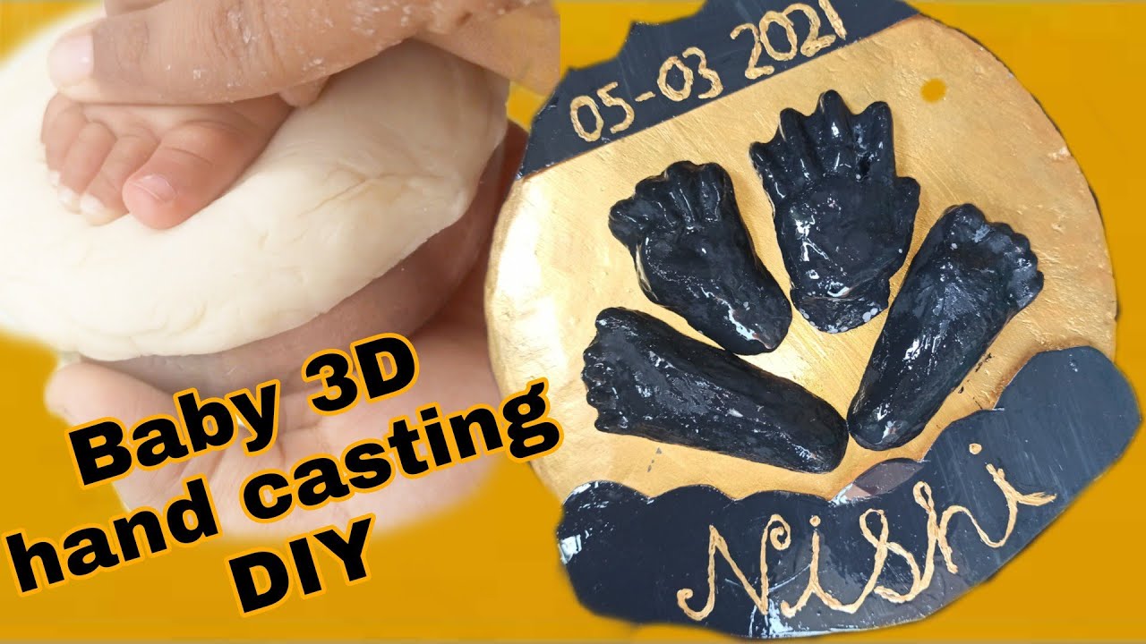 Baby hand casting at home without moulding powder || DIY baby hand and foot impressions